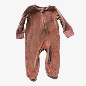 Liam & James Baby Mauve Dusty Rose Velour Footie Size 6-9m